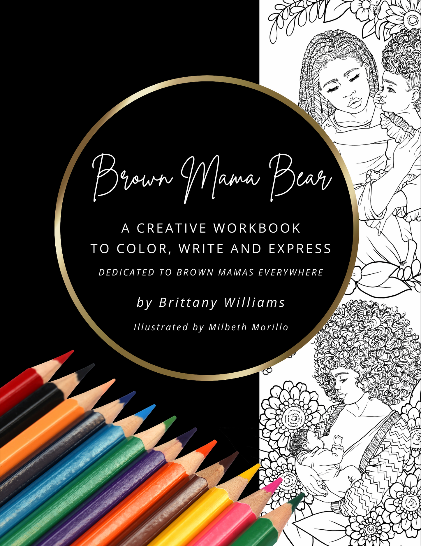 Brown Mama Bear Adult Coloring Book